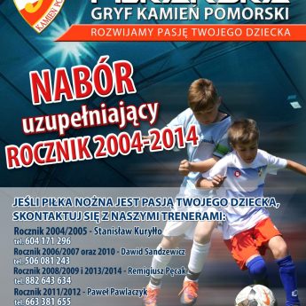 Akademia Piłkarska Gryf Kamień Pomorski ogłasza nabór uzupełniający dla dzieci Akademia Piłkarska Gryf Kamień Pomorski ogłasza nabór uzupełniający dla dzieci