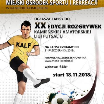 MOSiR ogłasza zapisy do XX edycji rozgrywek Kamieńskiej Amatorskiej Ligi Futsalu MOSiR ogłasza zapisy do XX edycji rozgrywek Kamieńskiej Amatorskiej Ligi Futsalu