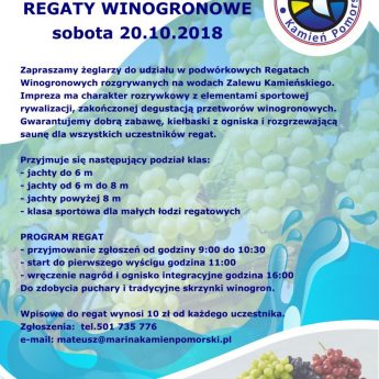 Regaty Winogronowe na wodach Zalewu Kamieńskiego Regaty Winogronowe na wodach Zalewu Kamieńskiego