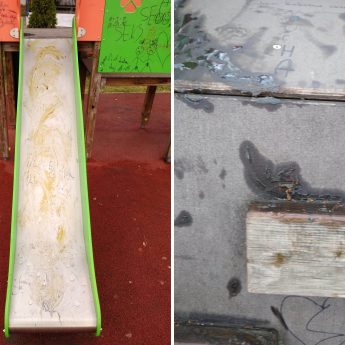 Ktoś wymazał plac zabaw smarem! "Co z tymi mieszkańcami naszego miasta się dzieje?" Ktoś wymazał plac zabaw smarem! "Co z tymi mieszkańcami naszego miasta się dzieje?"