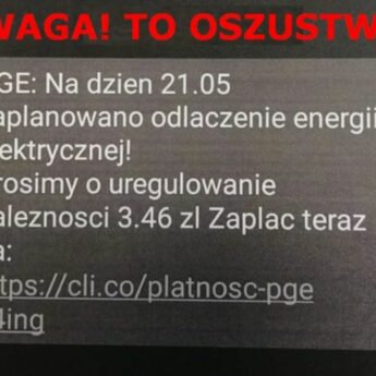 Policja ostrzega przed oszustami, którzy rozsyłają SMS-y o rzekomej niedopłacie za energię! Policja ostrzega przed oszustami, którzy rozsyłają SMS-y o rzekomej niedopłacie za energię!