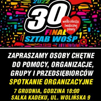 Sztab WOŚP zaprasza chętnych do współtworzenia 30. Finału WOŚP w Kamieniu Pomorskim Sztab WOŚP zaprasza chętnych do współtworzenia 30. Finału WOŚP w Kamieniu Pomorskim