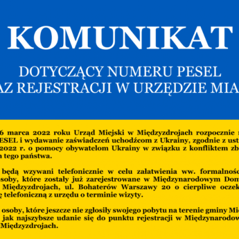 Komunikat dotyczący numeru PESEL oraz rejestracji w Urzędzie Miasta | Оголошення Щодо номеру песеля Та реєстрації в ратуші