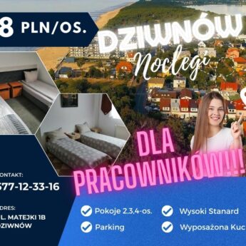 Dziwnów - Noclegi dla pracowników / Kwatery pracownicze / Tanie Pokoje