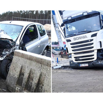 Osobówka czołowo zderzyła się z TiRem pod Płocinem! Jedna osoba trafiła do szpitala