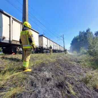 Zerwana linia trakcyjna przyczyną pożaru. Na miejscu strażacy z Kołczewa i Ładzina