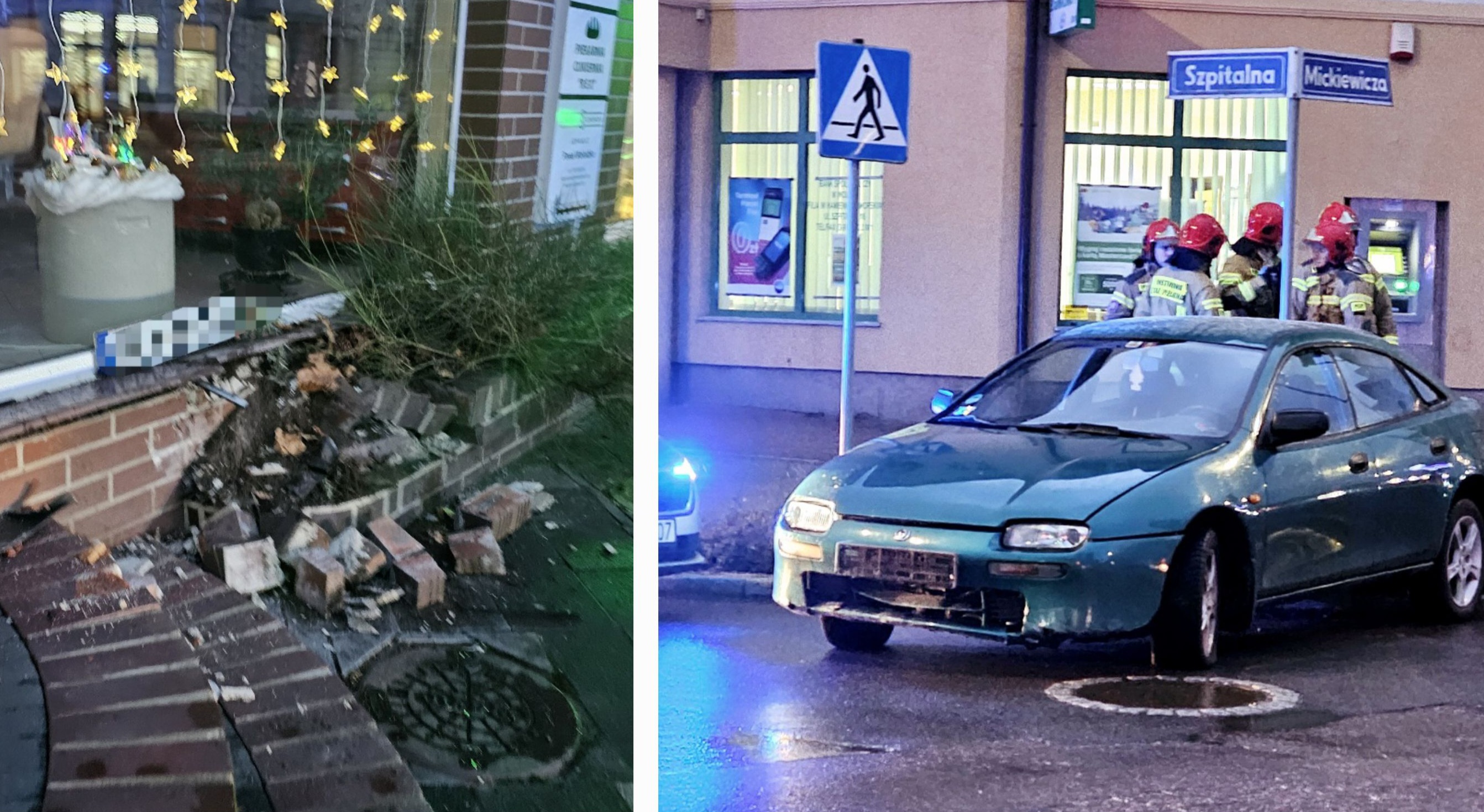 Mazdą w budynek! Zdarzenie drogowe w Kamieniu Pomorskim