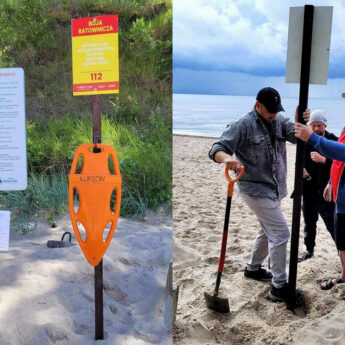 Na plaży w Łukęcinie pojawiły się boje ratownicze