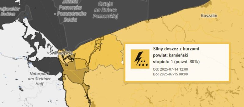 IMGW ostrzega przed burzami z intensywnymi opadami deszczu, silnym wiatrem i możliwym gradem