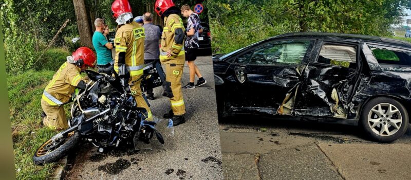 Groźny wypadek na ulicy Dziwnowskiej w Kamieniu Pomorskim. Motocyklista zabrany śmigłowcem LPR