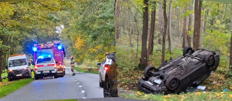 Wypadek przed Dobropolem. Samochód osobowy wypadł z drogi Wypadek przed Dobropolem. Samochód osobowy wypadł z drogi