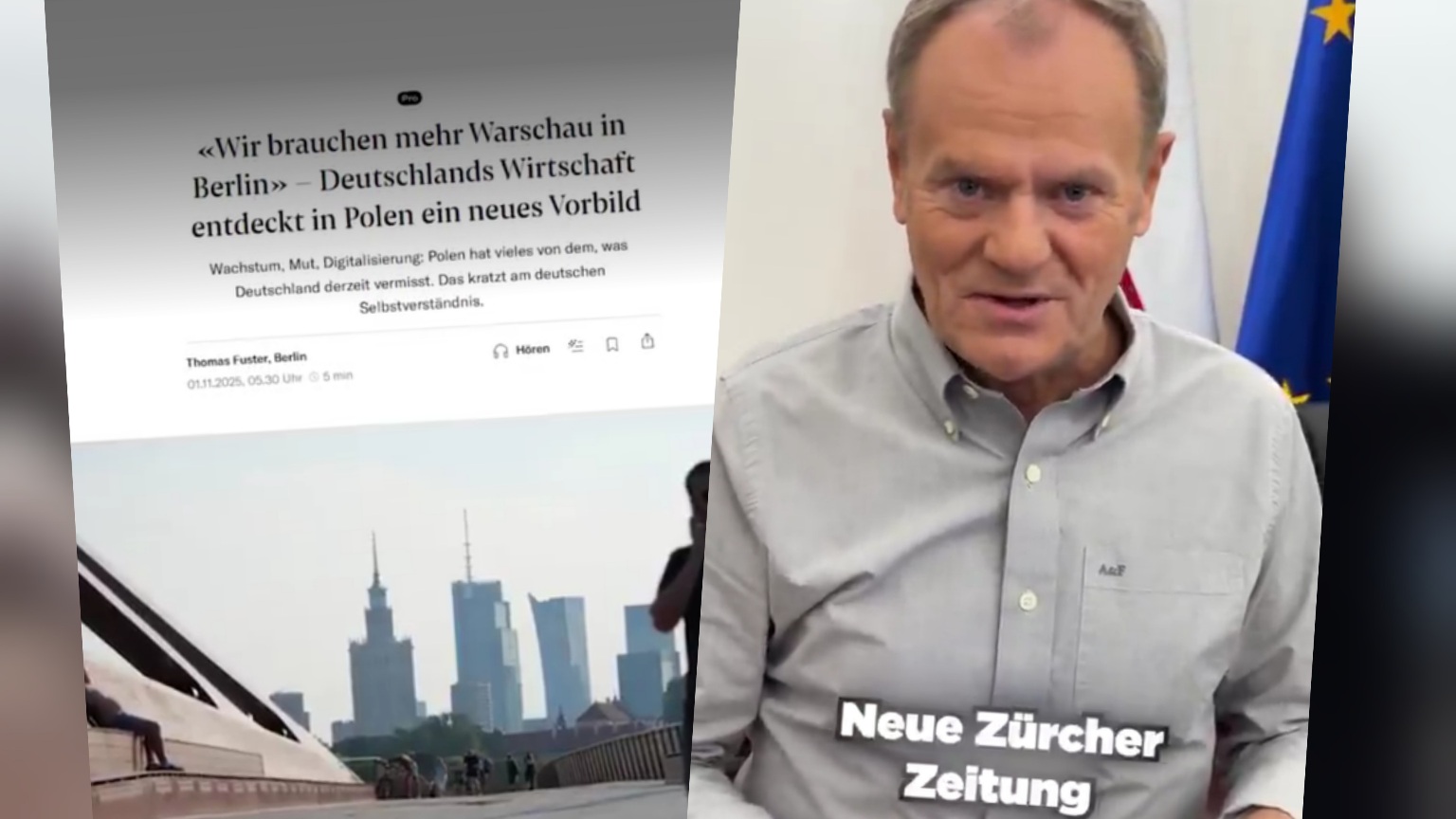 Tusk cytuje szwajcarskie media. „Gonimy Niemców!”