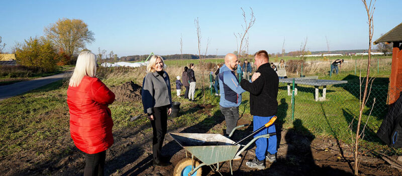 Rzeczyn zakwitnie wiśniami japońskimi. Mieszkańcy, burmistrz i prezes MPGK posadzili drzewka z imionami