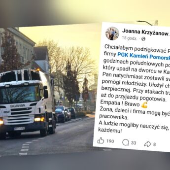 Pracownik PGK Kamień Pomorski ruszył z pomocą nastolatkowi