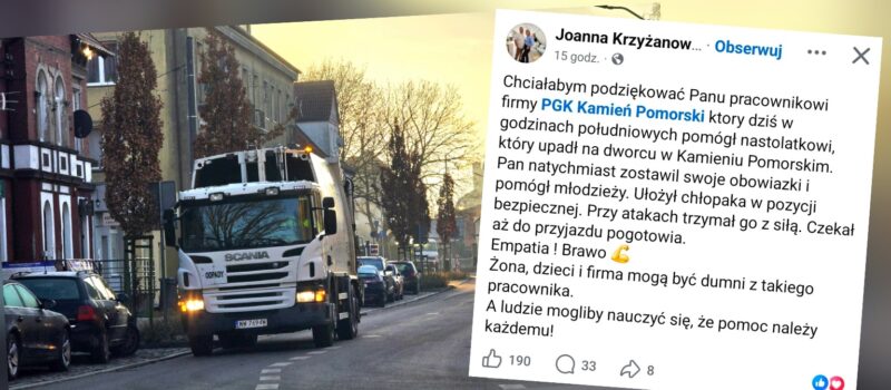 Pracownik PGK Kamień Pomorski ruszył z pomocą nastolatkowi Pracownik PGK Kamień Pomorski ruszył z pomocą nastolatkowi