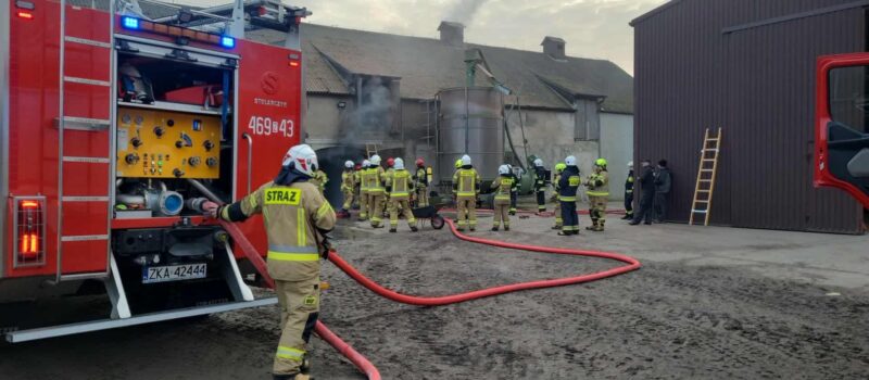Pożar budynku w Upadłych. Silne zadymienie i duże siły straży pożarnej na miejscu