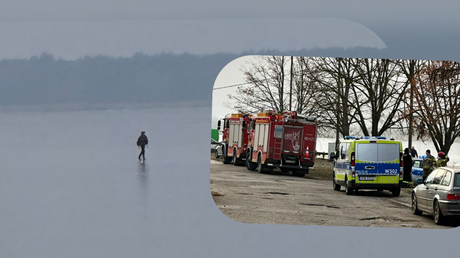 Spacerował na środku Zalewu w mrozie. Skrajnie nieodpowiedzialne zachowanie w Kamieniu Pomorskim