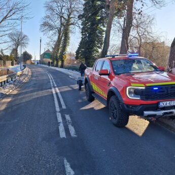 Strażacy z Kołczewa zadbali o bezpieczeństwo pieszych. Od rana posypywali najbardziej newralgiczne chodniki