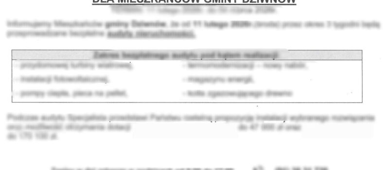 Uwaga na podejrzane ogłoszenia w Gminie Dziwnów. Możliwa próba wyłudzeń „na Czyste Powietrze”