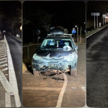 Nocna kolizja na wjeździe do Międzywodzia. Auto przejechało przez wysepkę