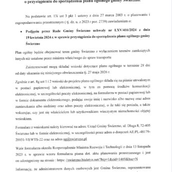 Gmina Świerzno przygotuje plan ogólny. Mieszkańcy mają czas na wnioski