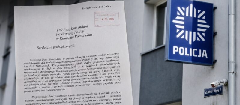 Zgubił motocykl w Międzyzdrojach. Do komendy trafiły wyjątkowe podziękowania
