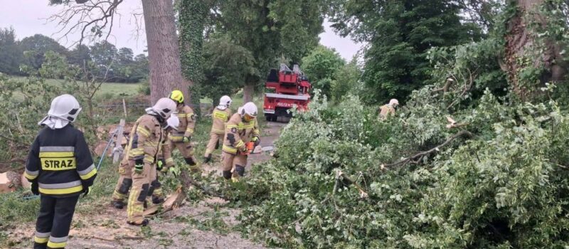 Front burzowy nad powiatem kamieńskim. Strażacy z OSP Kołczewo usuwali zagrożenie na drodze