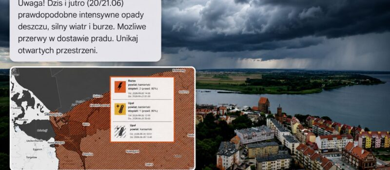 Niespokojne godziny przed powiatem kamieńskim. Są ostrzeżenia przed burzami, upałem i silnym wiatrem Niespokojne godziny przed powiatem kamieńskim. Są ostrzeżenia przed burzami, upałem i silnym wiatrem