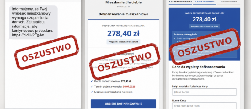 Obiecują dopłatę mieszkaniową. Tak oszuści próbują wykraść dane karty!