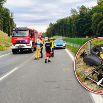 Poważny wypadek na S3 przed Międzyzdrojami. 17-letni motocyklista trafił do szpitala