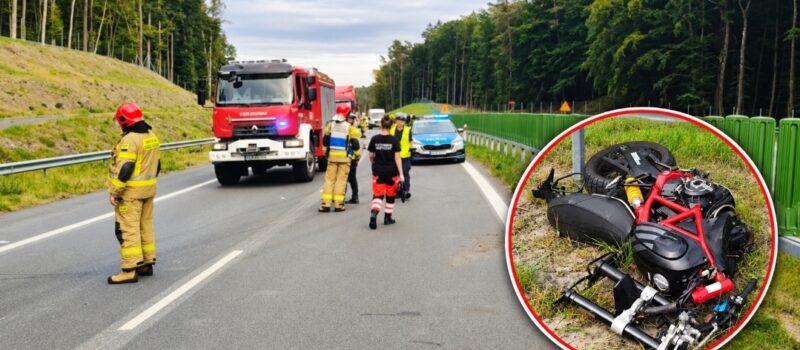 Poważny wypadek na S3 przed Międzyzdrojami. 17-letni motocyklista trafił do szpitala